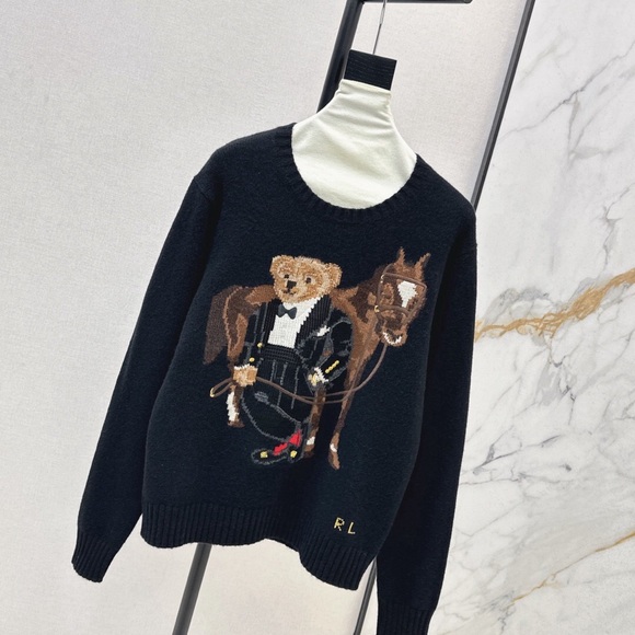 Ralph Lauren Black Sweater with Bear and Horse Design - Picture 2 of 4